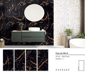 Esprada Black – High Glossy Porcelain Wall & Floor Tile