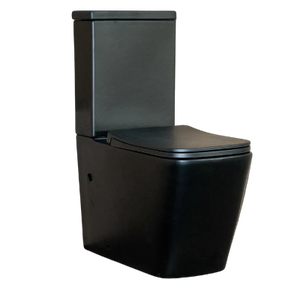 Matte Black Square Closed Back Close Coupled Rimless Toilet